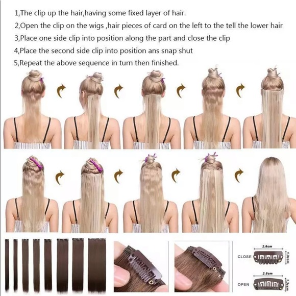 18Clips Black hair straight extension clips - Picture 4 of 5